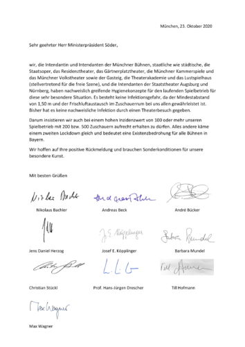 Offener Brief der Bayerischen Intendant*innen an Markus Söder